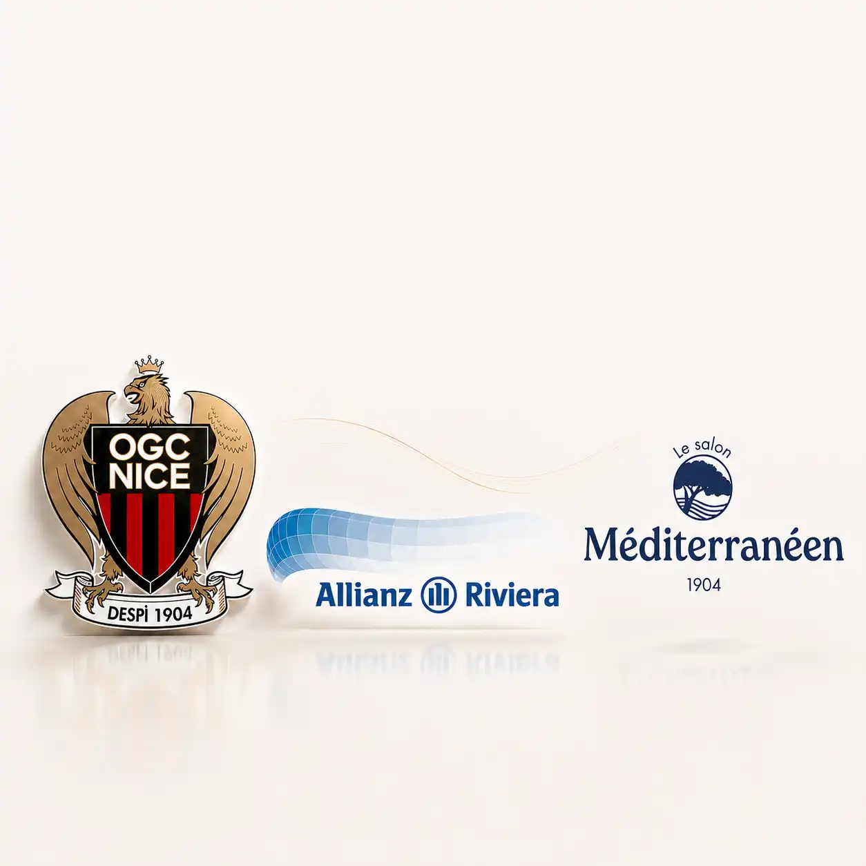 Logo de OGC Nice Allianz Riviera et du salon mediterraneen lors de l invitation des personnes handicapees pmr en vip