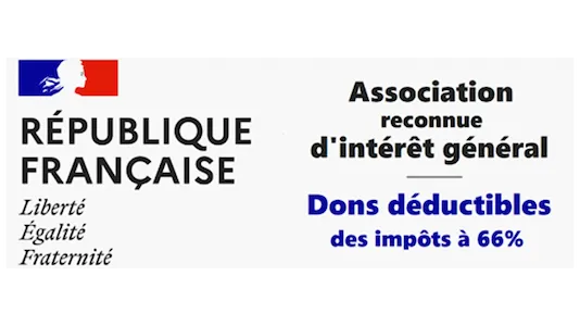 Logo République Française attestant que notre structure est une association reconnue d'intérêt général avec dons déductibles à 66%.